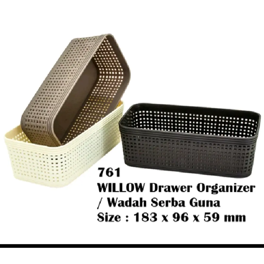 keranjang serbaguna green leaf 761 / willow drawer organizer/ wadah penyimpanan serbaguna
