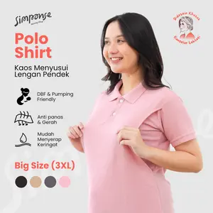Simpanse Polo Shirt Lengan Pendek Jumbo Series | Kaos Polo Wanita Nursing Wear Baju Menyusui Bahan CVC 24s Big Size 3XL