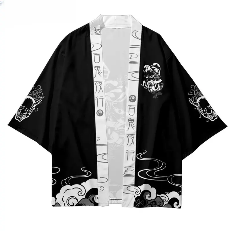 Áo Cardigan Kimono Nhật Bản, Dáng Rộng Vừa Vặn, In Hình Hoạt Hình Anime Và Quái Vật Hai Chiều, Áo Kimono Yukata Haori, Thời Trang Harajuku Phong Cách Nhật Bản, Thích Hợp Cho Nam Và Nữ, Áo Sơ Mi Đường Phố Cổ Điển Áo Khoác Thường Ngày 1