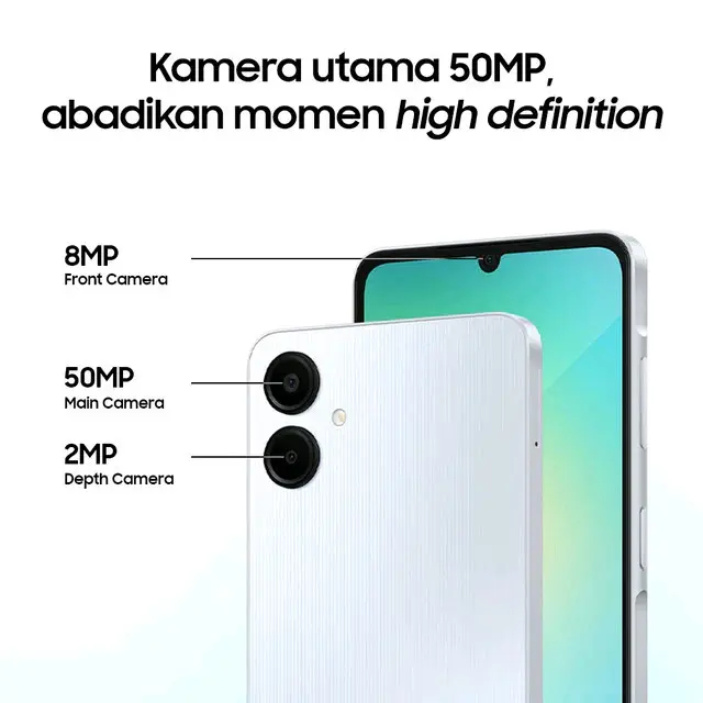 SAMSUNG GALAXY A06 6/128 - GALAXY A06 4/128 GB - SAMSUNG GALAXY A06 4/64 GB GARANSI RESMI 5000 mAh Bluetooth Kamera 5