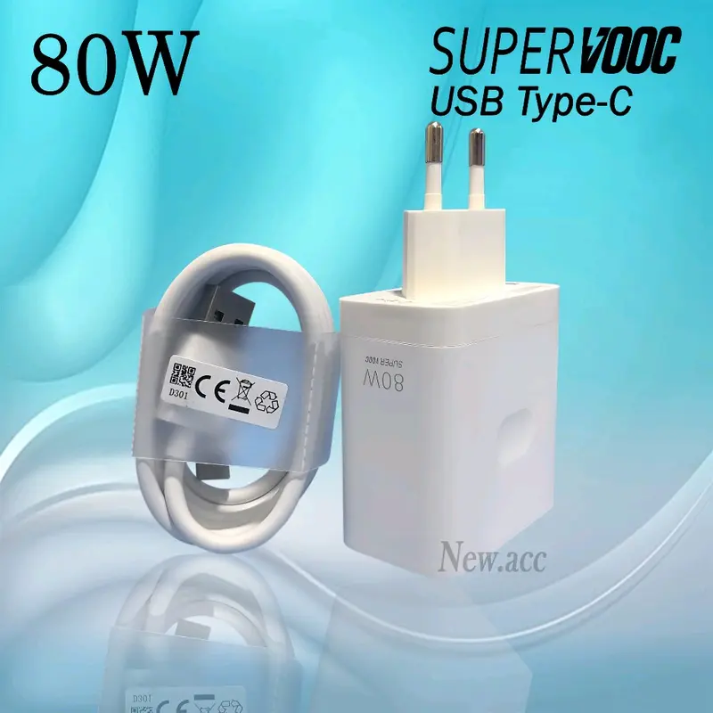 Charger OPPO Original 100% 80W USB MICRO / TYPE C Super VOOC / Super Fast Charging Compatible All Type Series 0