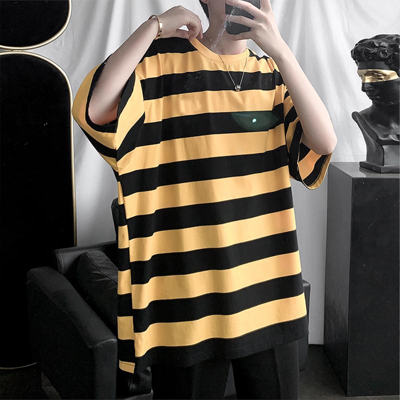 Product Introduction of Vintage striped T-shirt men's clothing Korean-style comfortable fine cloth fashion unisex clothes 24