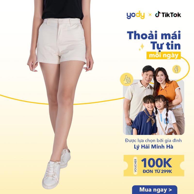 YODY Quần Short Nữ Kaki SJN4022