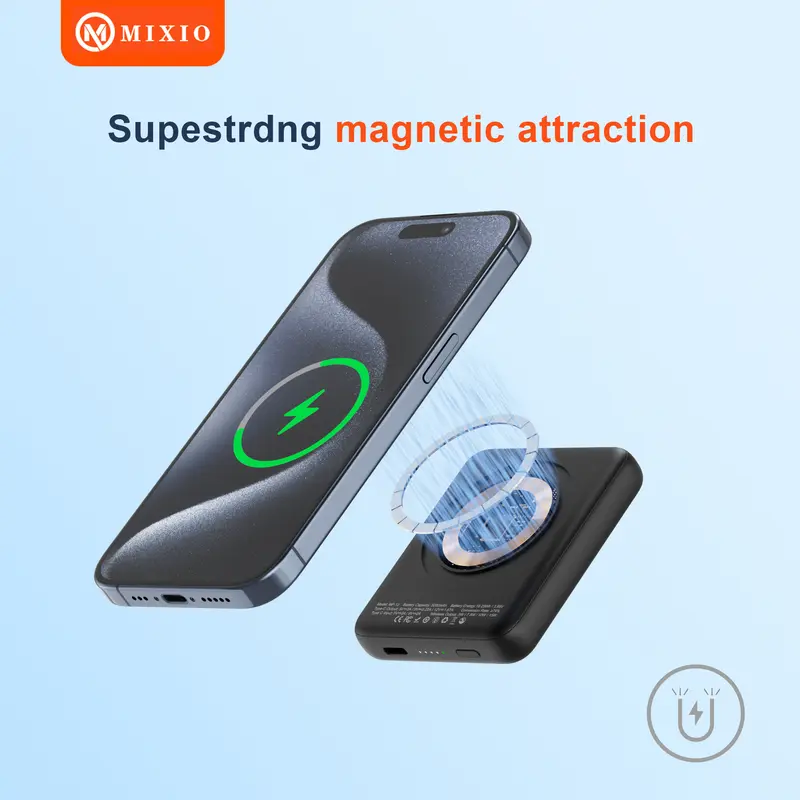 MIXIO MP-13 Mini Power Bank Magnetic Magsafe 20W Fast Charging Type C PD 5000 mAh Super Mini 1