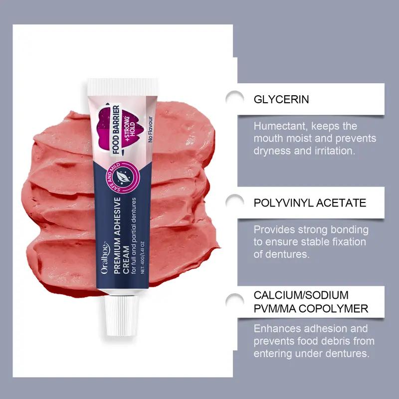 Oralhoe Perekat Gigi Palsu 40g Premium Adhesive Cream Long-Lasting Denture Fixing Adhesive Improve Comfort Denture Care Products