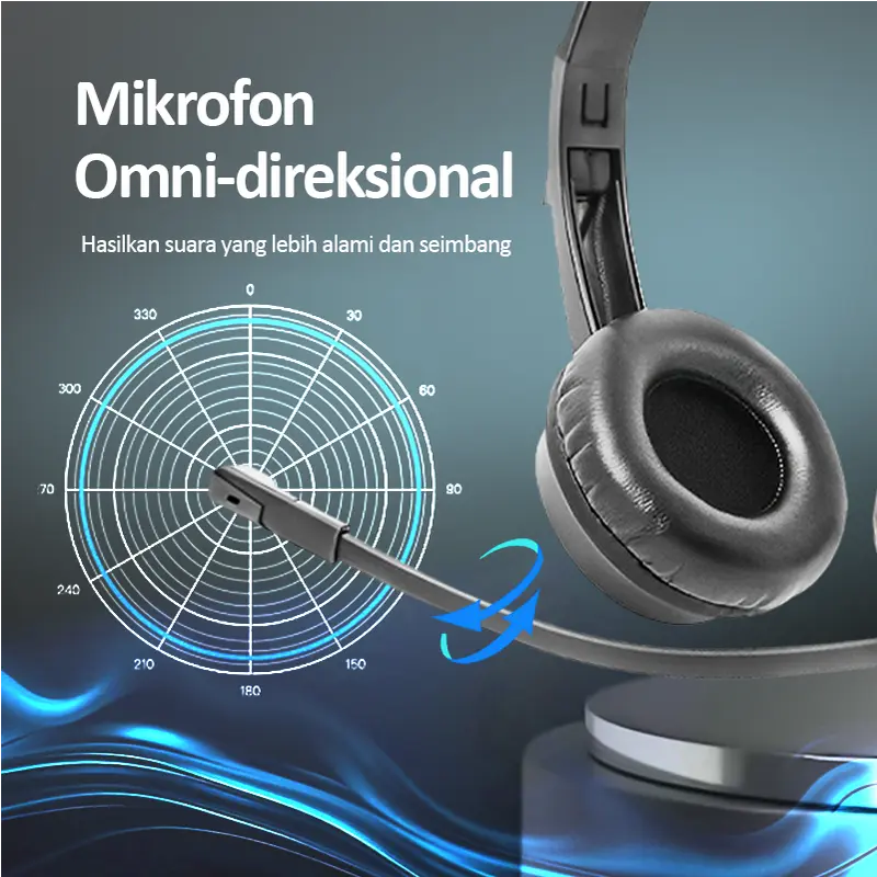 Bonkyo Headphone stereo dengan mikrofon dan single jack 3.5mm Cocok untuk pembelajaran di kantor Bass Headset Subwoofer Earphone Handsfree Bluetooth 7