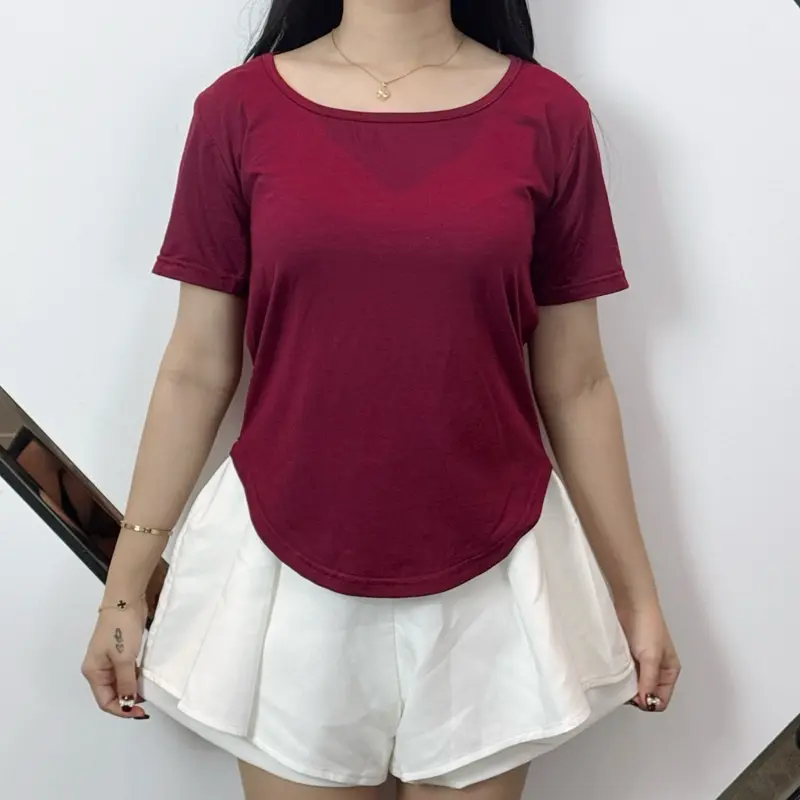 Adeline Top Oval | Atasan Wanita Kekinian | Atasan Wanita Lengan Pendek Polos | 814 5