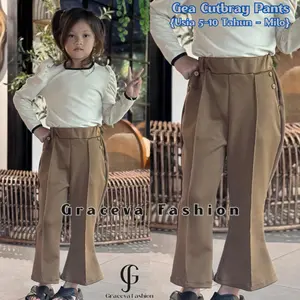 Celana Cutbray Anak Cubit Usia 4-10 Tahun - Celana Cutbray Scuba Anak Kancing 3 - Cutbray Pants Anak Perempuan Terbaru