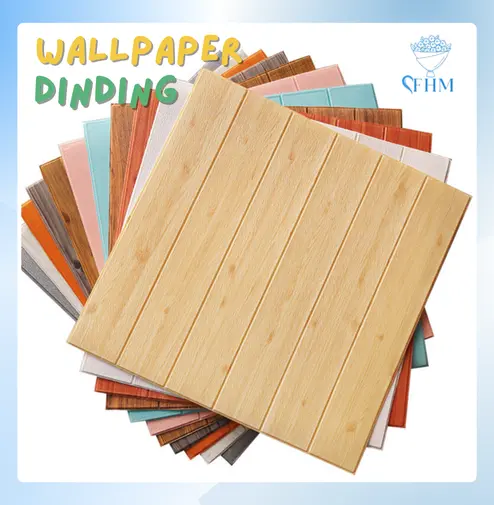 MGM CLEARANCE SALE Wallpaper Stiker Sticker Dinding Foam 3D Kecil Motif Batu Bata & Kayu 70 x 38 x 0.3cm / 509 511 COD Kertas
