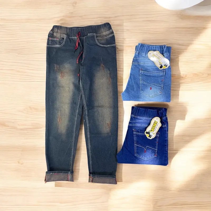 Emteey Celana Jeans Sobek Anak Soft Jeans Lembut Melar Size 1-14 Tahun Fashion Denim Bahan Nyaman Pinggang Karet Model Trendi - Bayi 1