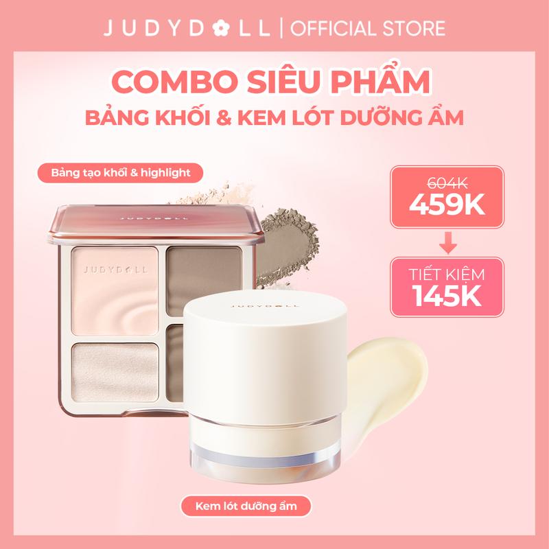 [NEW] Combo Judydoll Bảng Phấn Tạo Khối Highlight Contour Palette và Kem Lót Nourising Makeup Base cho da khô