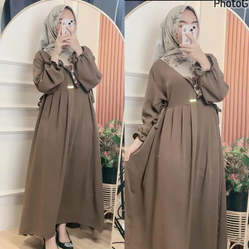 Nikita Dress Muslim Gamis Crinkle Airflow//Busui//LD -+120Cm 4