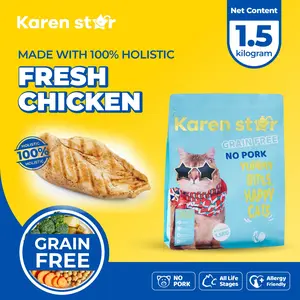Karen Star Makanan Kucing Holistic Premium Kering Rasa Ayam Chicken Cat Food 1.5kg Protein Asli 90% Protein Hewan Grain Free Hiapalerjen
