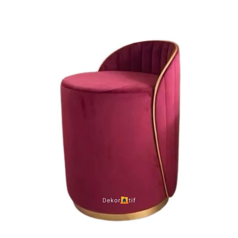 Davina- Stool bulat dengan senderan sofa murah Stool cantik puff aesthetic 8