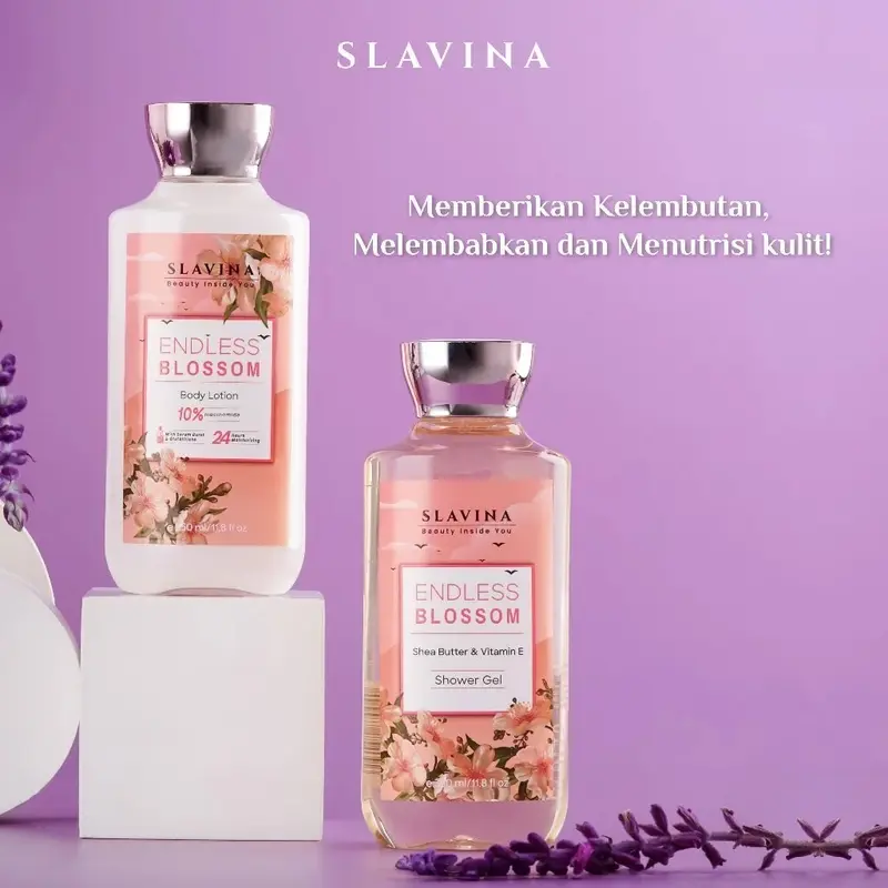SLAVINA Body Lotion /Body Wash 350ml Mencerahkan Tubuh Tangan Vanila Perawatan 6