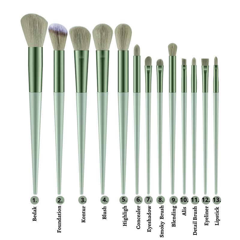 Paket Kuas Make Up Lengkap Set [ 13 in 1 ] Mini Travel Brush Makeup Eye Shadow Foundation Blusher Tools Set 7