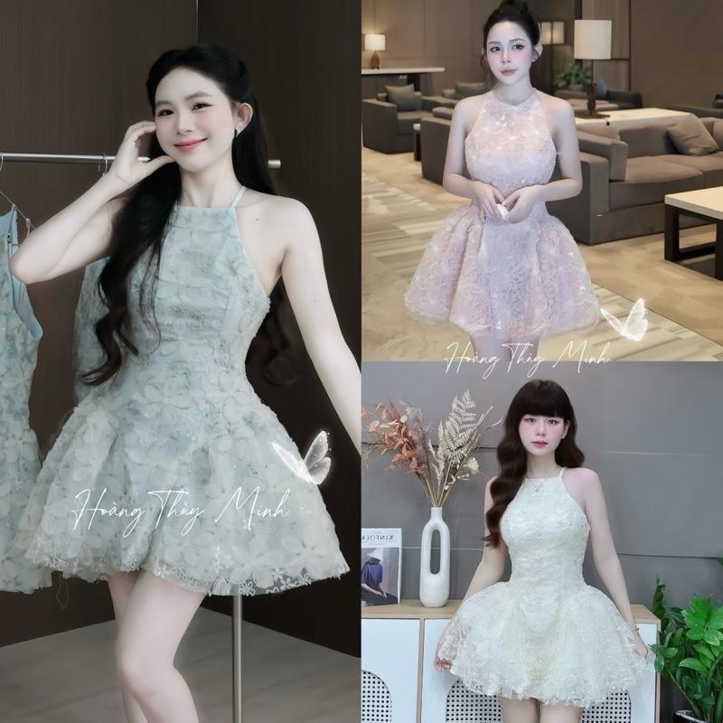 C2- SALE XÃ KHO Váy Yếm Tơ Kim Tuyến Lấp Lánh Khoét Nách Tiểu Thư Xoè Bồng Cao Cấp Sang Trọng Hàng Đẹp Có Quần -HoangThuyMinh97