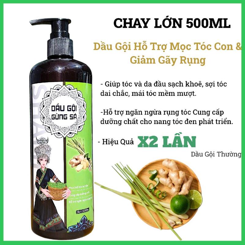    Chay Lớn 500ml   Dầu Gội Gừng Hỗ Trợ Giảm Gãy Rụng Tóc & Giúp Mọc Tóc Con 