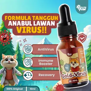 Golden Paw - Gold Virus 10ML Obat AntiVirus Ampuh Kucing Lawan Panleukopenia Calici Flu Berat Meningkatkan Imunitas dan Membantu Pemulihan
