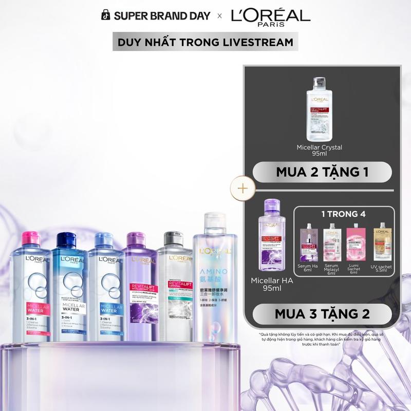 [SĂN SALE 19-21.10] [BÁN CHẠY] Nước tẩy trang làm sạch sâu, loại bỏ bụi bẩn& trang điểm 3-in-1 L'Oreal Paris Micellar Water 400ml