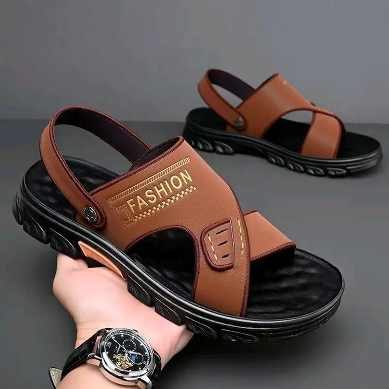 Sandal Original Selop Pria Slip On Nyaman Kuat Empuk Hitam Coklat Cowok Kasual Sendal Laki-laki Kasual 4