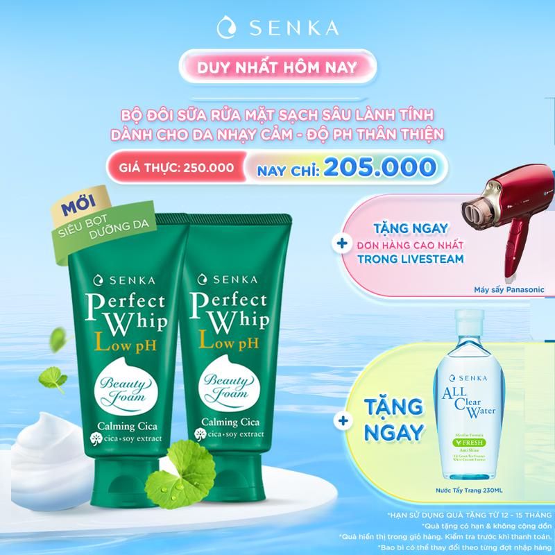 [Angela Phương Trinh 22.9] Bộ đôi sữa rửa mặt sạch sâu lành tính SENKA PERFECT WHIP CICA 100GX2