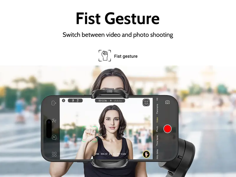 Product Introduction of AOCHUAN Gimbal Stabilizer for Smartphone, 3-Axis iPhone Gimbal, Portable Gimbal w/OLED Display for iPhone/Andriod, Gimbal stabilizer, Phone Gimbal stand with Face/Object Tracking for Tiktok Youtube, long-short video, Vlog-Smart X Pro black 12