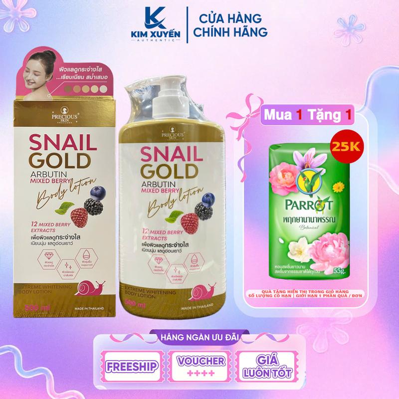 (KOL) Sữa dưỡng thể SNAIL GOLD Arbutin Mix Berry Body Lotion PRECIOUS SKIN 500ML