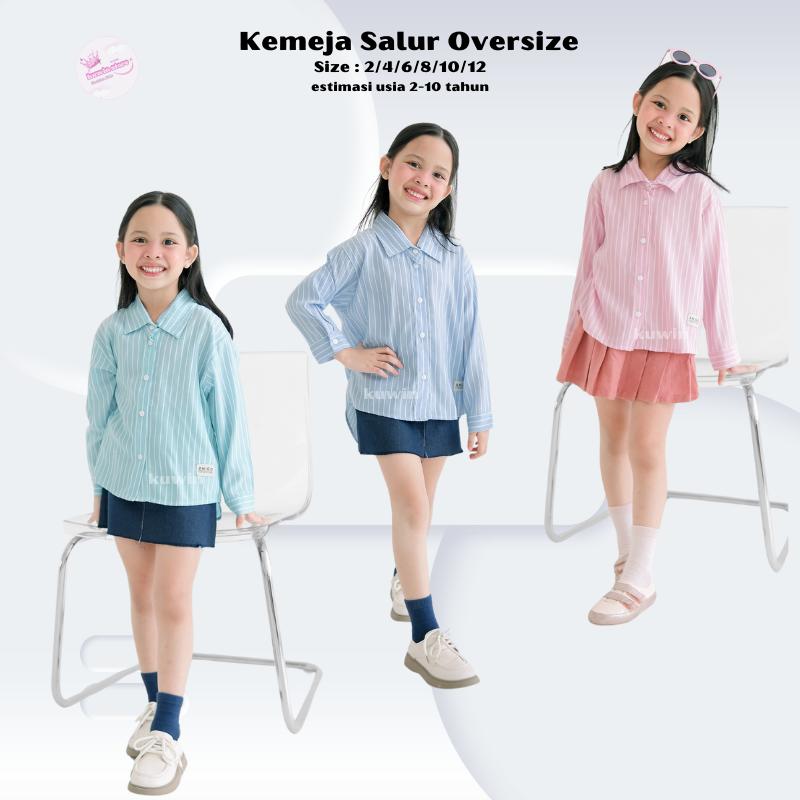 Product Introduction of New Kemeja Oversize Motif Salur Striped Anak Perempuan Korean Style 2-10 Tahun 3