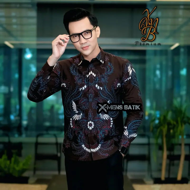 Kemeja Batik Slimfit Pria Premium Lapis Puring Motif Motif ASKAR Burgundy Katun 100% - Panjang 2