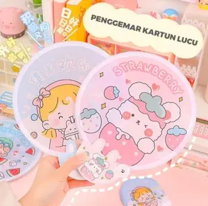 Kipas Tangan Ajaib Lipat Mini Motif Strawberry & Tema Lainnya Ukuran 23.5 x 20cm Portabel dan Nyaman Cocok untuk Hadiah dan Liburan