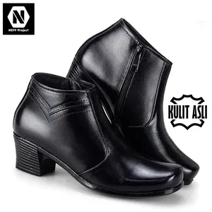CBR SIX / Sepatu formal boot wanita Tersedia ukuran jumbo sampai size 43 / Model high heels / Bahan kulit asli / Warna hitam / Sepatu dinas kerja kantor tumit tinggi resleting samping / UCC 002 Shoes