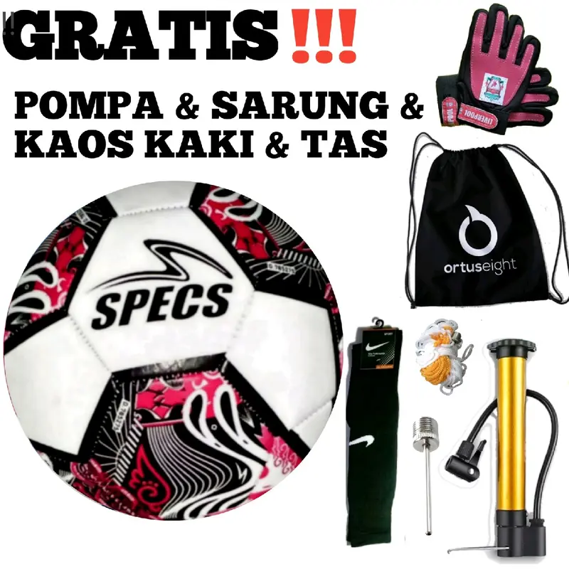 Bola Sepak Murah Size 5 Bonus Sarung Tangan Kiper Anak Ball Outdoor Kaki Pompa 1