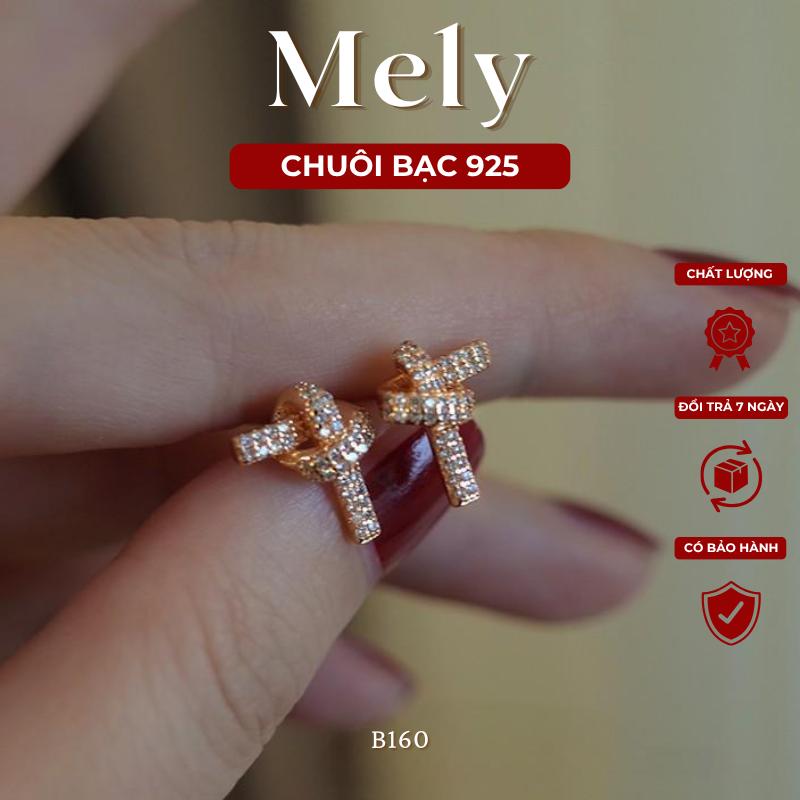 Bông tai nữ đính đá chuôi bạc 925 phá cách hiện đại cao cấp phụ kiện trang sức khuyên tai đính đá Mely B160