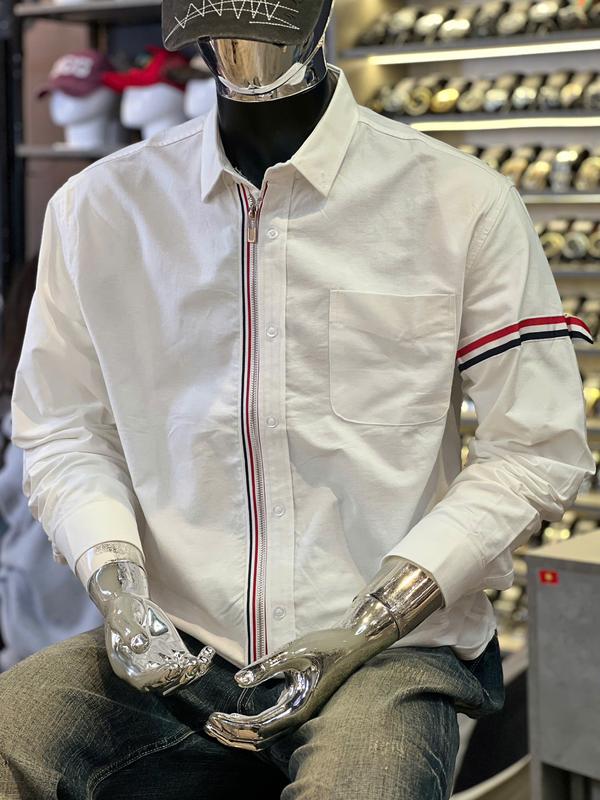 [2 Màu]Áo Sơ Mi Nam Tay Dài THREE CLTN Trắng S3336-S3337 Đen Mẫu Khóa Kéo Viền Dây 3 Màu Mẫu Mới Chi Tiết Như Hình K3 STORE