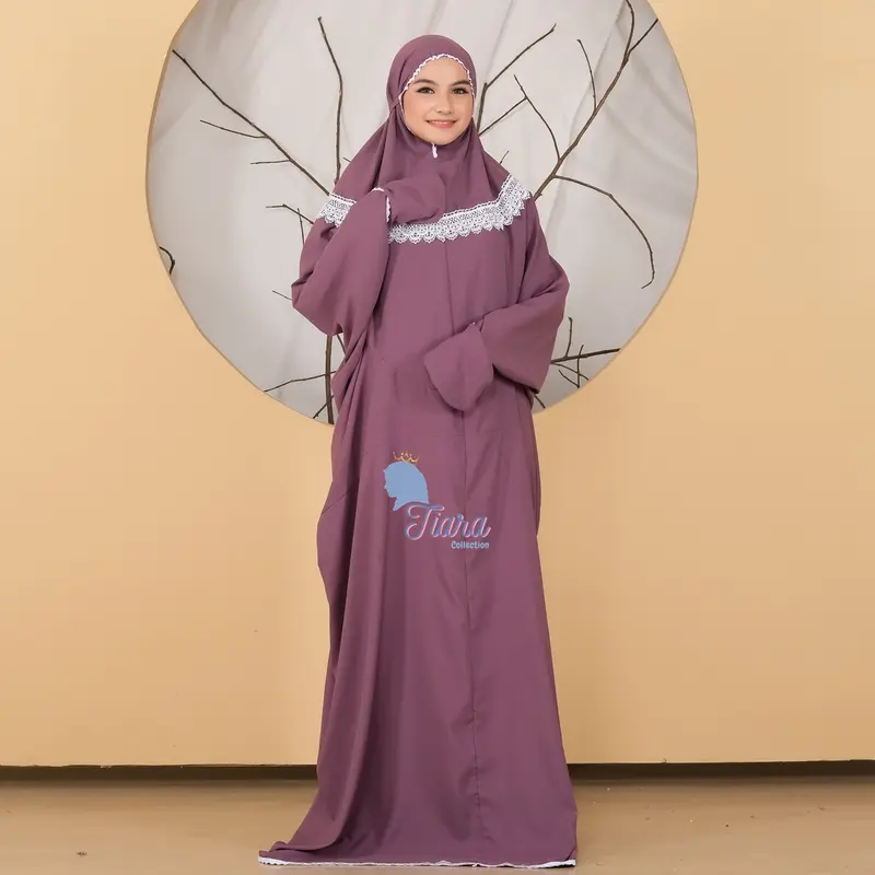 Mukena Terusan Lajuran Dewasa Katun Renda Muslim 4
