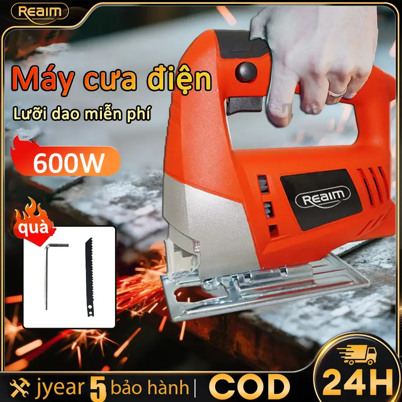 【REAIM】Máy Cưa Lọng Công Nghiệp 600W - Giải Pháp Cắt Gỗ, Nhôm, Nhựa Chuyên Nghiệp | Công Suất Mạnh Mẽ, Tốc Độ Điều Chỉnh 0-3000 Vòng/Phút, Hệ Thống Giảm Rung Độc Quyền, An Toàn Tuyệt Đối Cho Mọi Công Trình 0