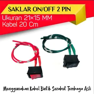 Saklar ON/OFF Rocker 2 pin 21x15 mm Dengan Kabel Bintik Serabut Tembaga Asli