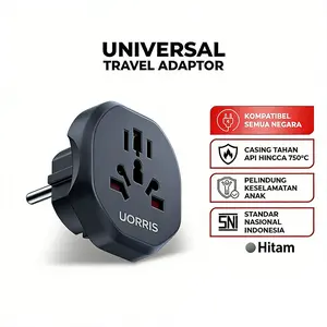 UORRIS Travel Adaptor Kombinasi Universal / Steker Serbaguna Hitam - Colokan Internasional