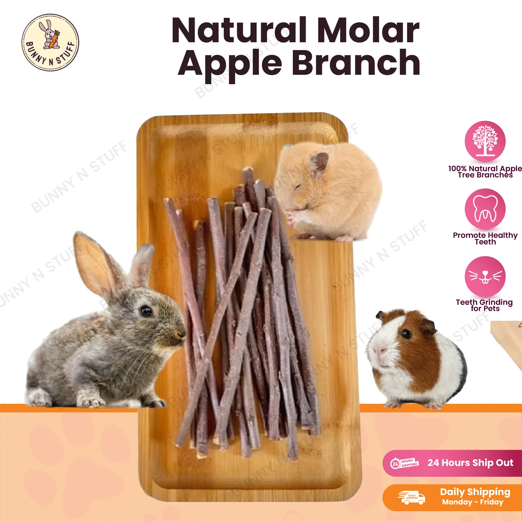 Natural Molar Apple Branch chew grinding stick toy for rabbit , hamster and others