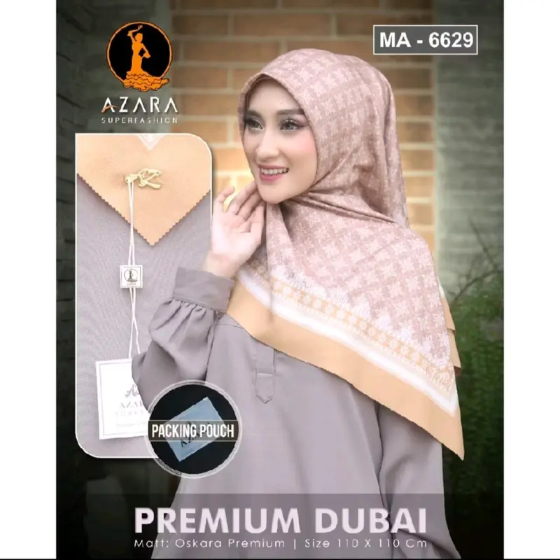 Alka - ( 7 hijab ) AZARA POUCH SEGIEMPAT MOTIF // BISA REQUEST WARNA // BAHAN VOAL DUBAI ( LOGO BESI AZ + HANGTAG ) 1