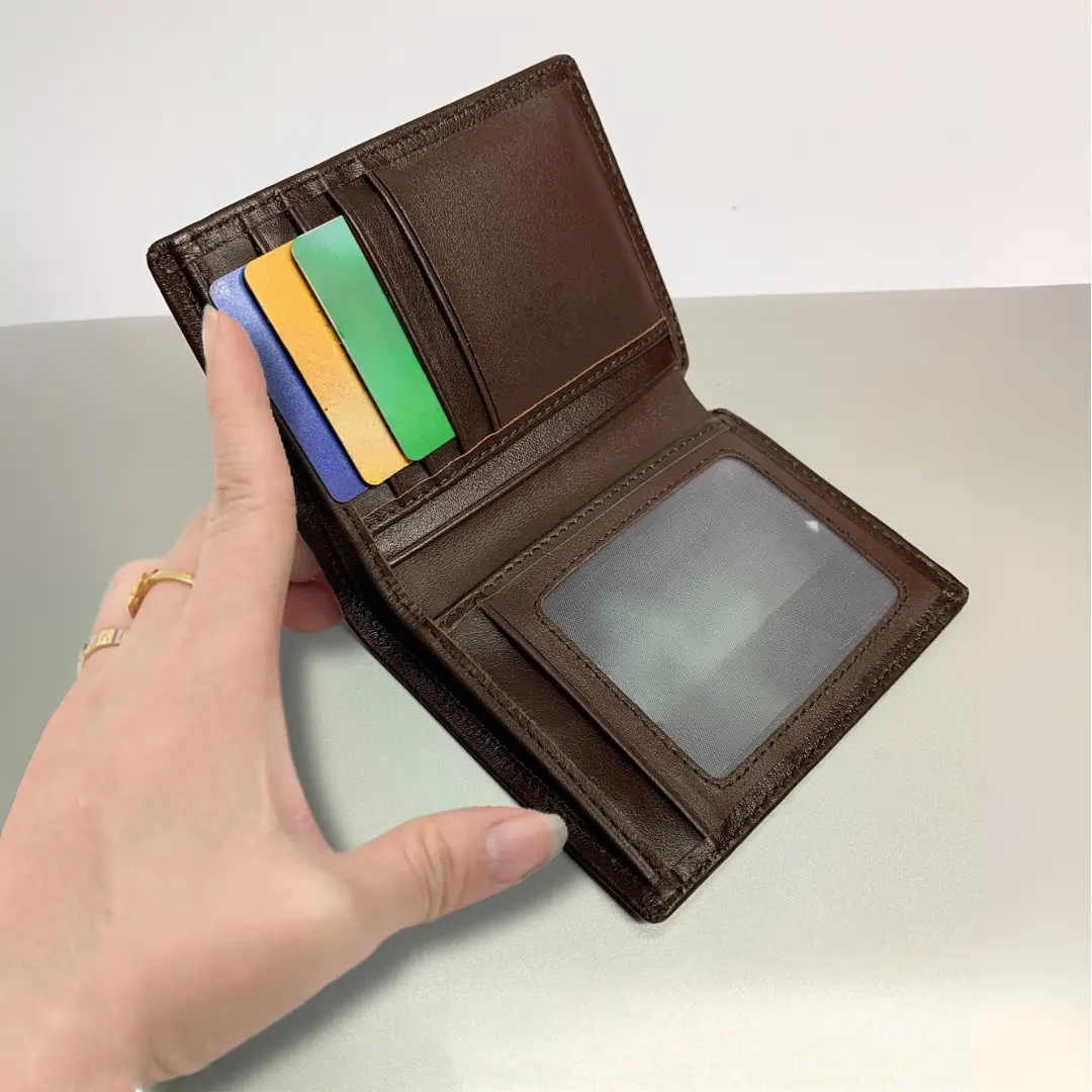 Ví Nam Da Bò Thật Cao Cấp Dáng Đứng Kích Thước 9.5x12cm Nhiều Ngăn Đựng Card Và Giấy Tờ