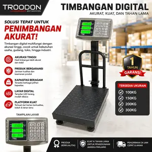 Timbangan Duduk Digital 100-300kg Ukuran 40x30cm Double Display Kapasitas 100kg 150kg 200kg 300kg untuk Barang Lantai Akurat dan Mudah Digunakan