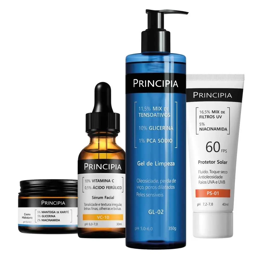 Imagem 1 de Principia Kit Essencial Glow tratamento anti-idade, manchas e linhas de expressão GL-02+ CH + VC + PS