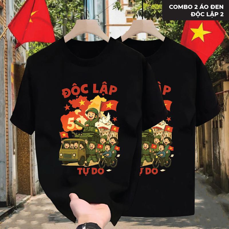 [Fullsize gia đình] Áo thun cổ tròn Việt Nam ĐỘC LẬP 2 cổ bẻ BASIC CVC  sang trọng, lịch lãm, thoáng mát - GMV 9