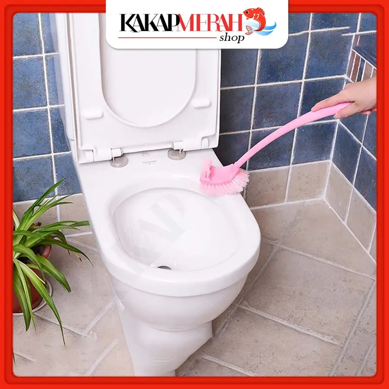 Sikat Kloset Kamar Mandi WC 2 Sisi Gagang Panjang Bulu Plastik Toilet Brush Serbaguna 2