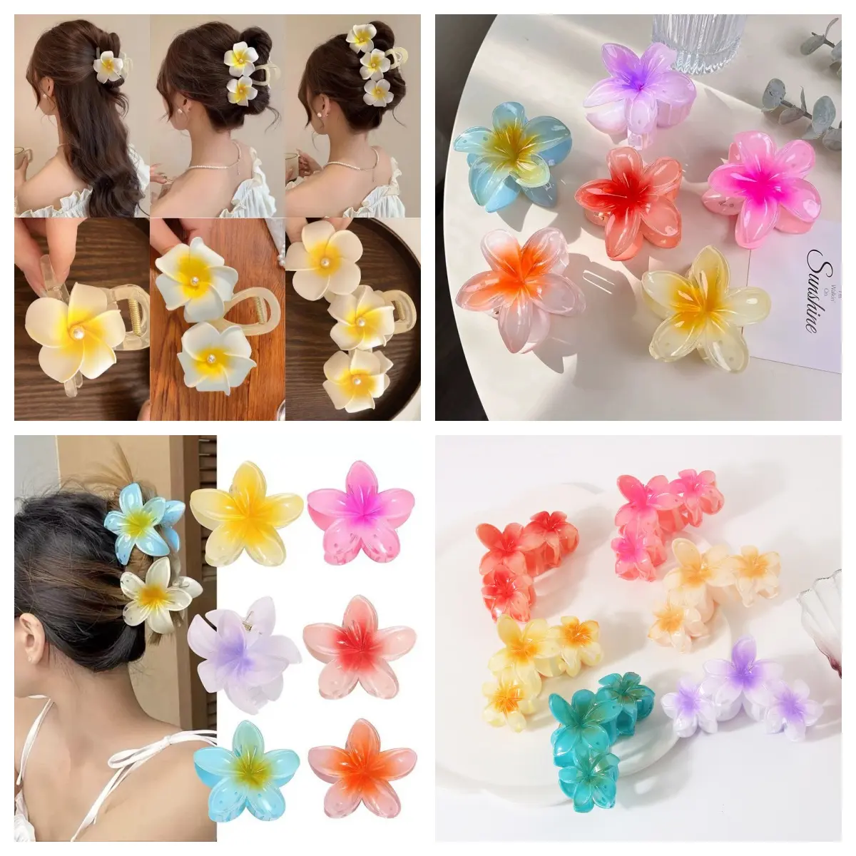 Kẹp Tóc Hoa, Thiết Kế Hình Trứng Và Hoa, Dành Cho Nữ, Hàng Mới Về, Kẹp Tóc Sau Đầu, Kẹp Cá Mập, Mũ Đội Đầu, Thiết Kế Đĩa
