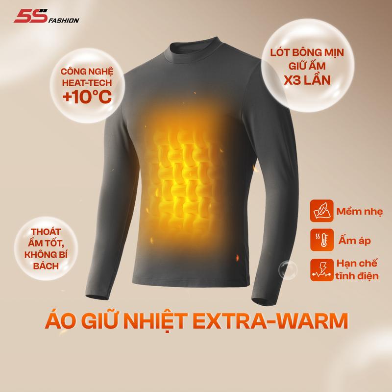 Áo Giữ Nhiệt Nam HEAT-TECH Extra-warm 5S FASHION Cổ 3 Phân Giữ Ấm Trơn Basic M0AGN25005 