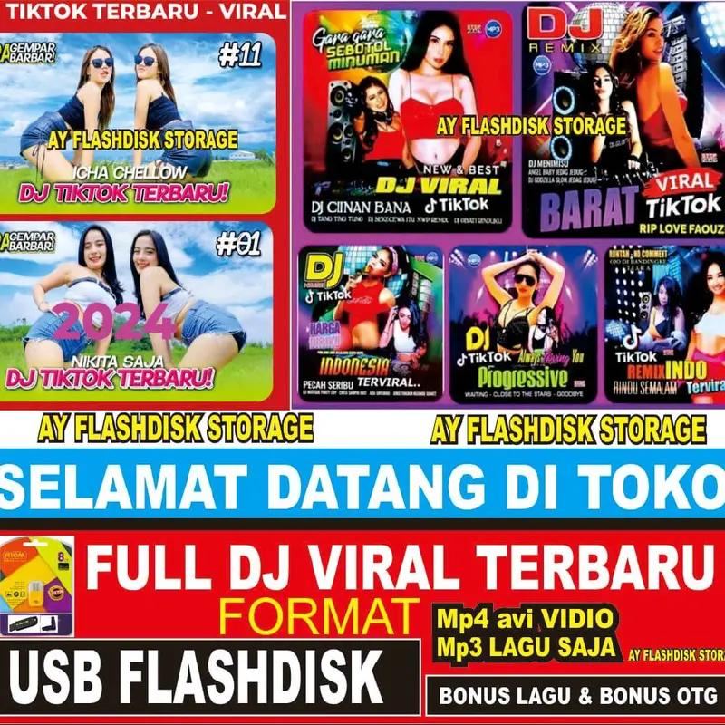 Flashdisk 8GB sudah terisi lagu lagu DJ favorit viral format mp4&mp3 Otg Storage 0