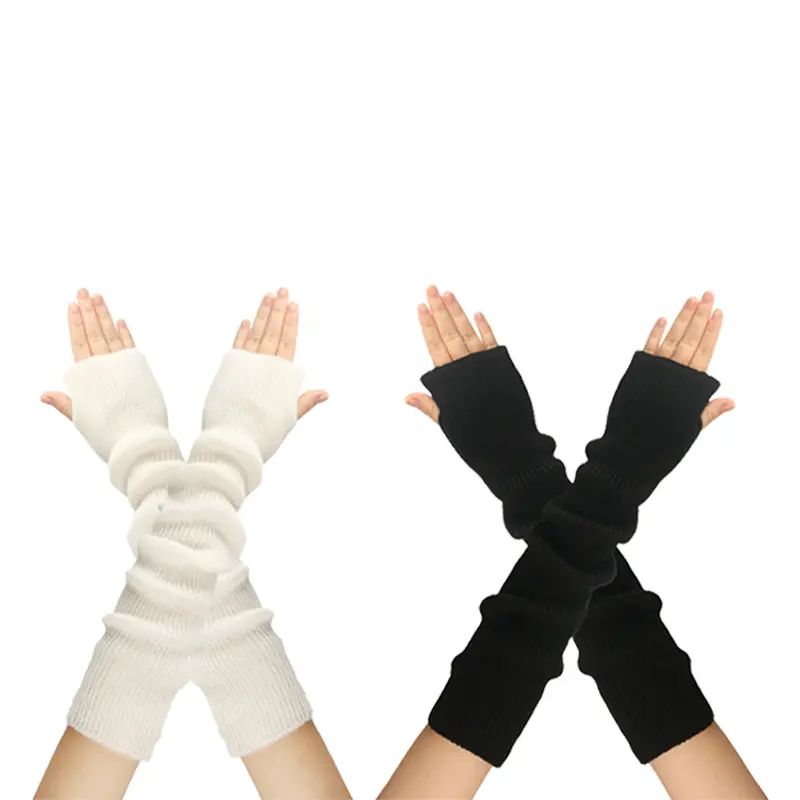 Sarung Tangan Panjang Wanita + Lengan Rajut Fingerless Panjang  Winter Arm Warmer